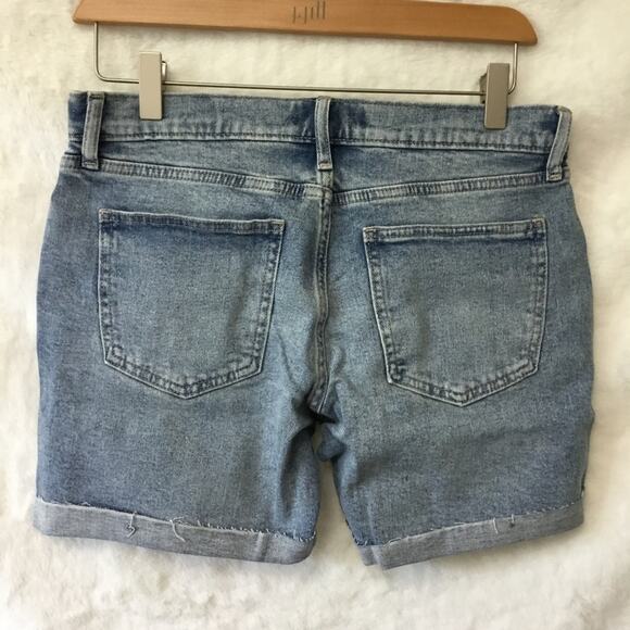 GAP Factory Blue 5" Mid Rise Distressed Denim Shorts With Washwell™ - Picture 3 of 12